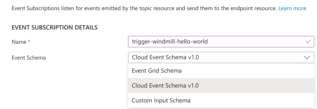 Event Grid Cloud Event Subscription
