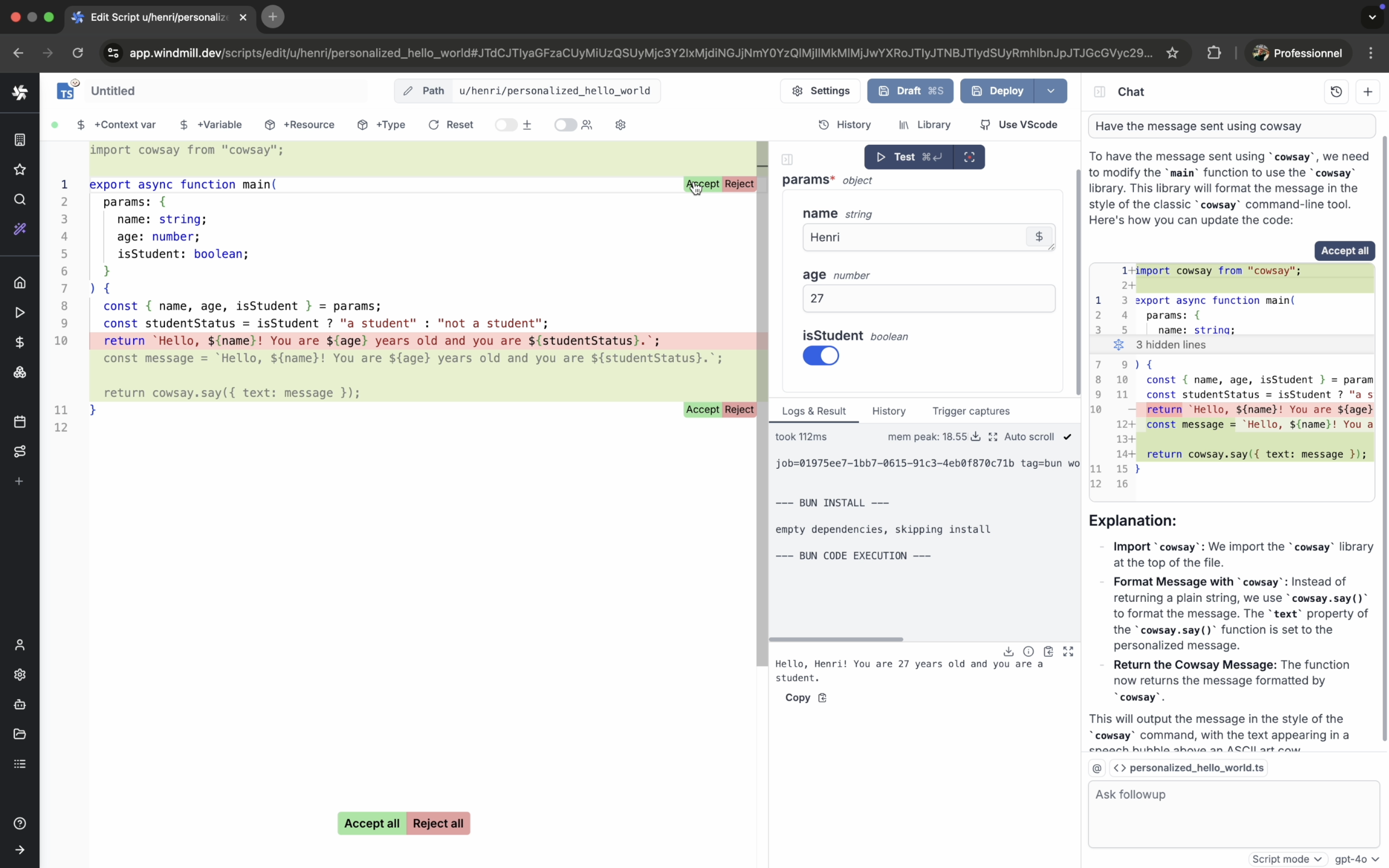 Script mode Script mode