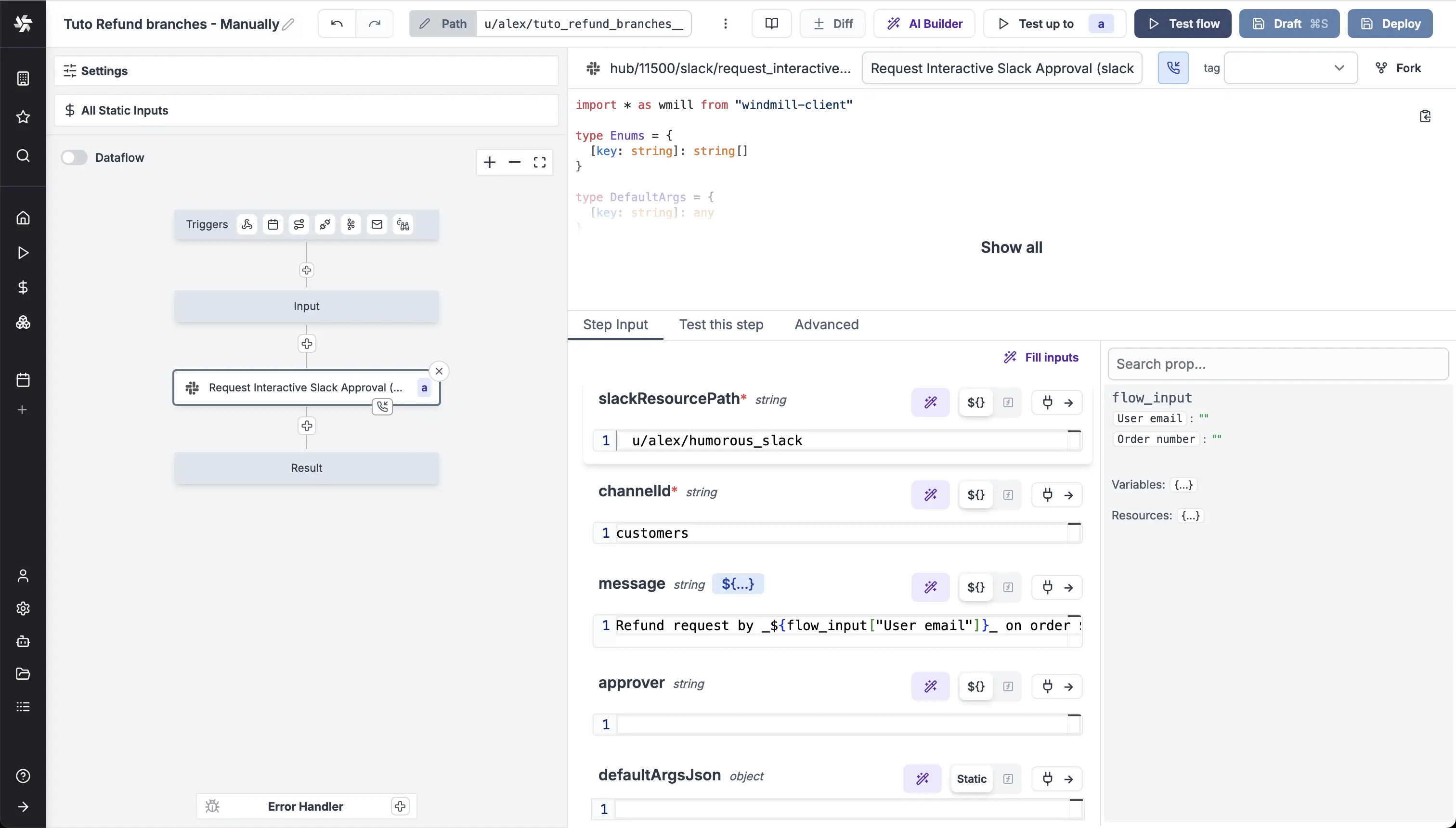 Slack inputs