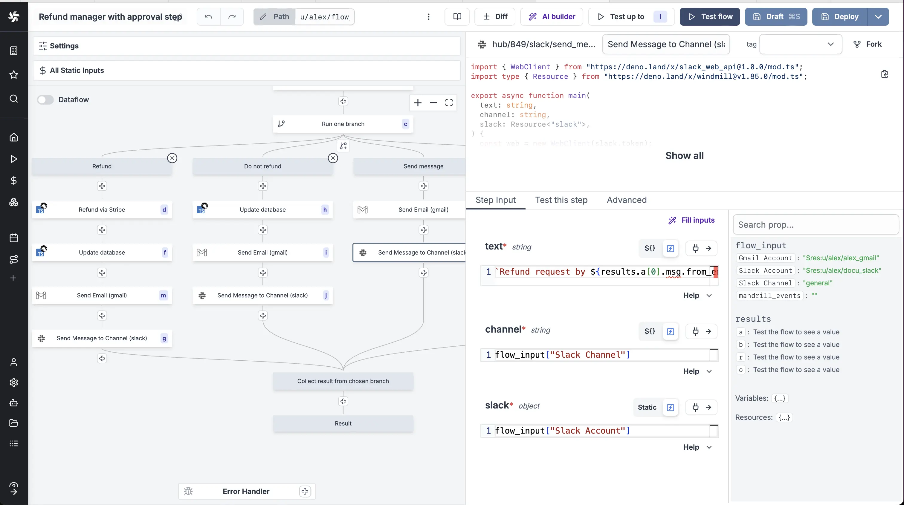 Slack inputs